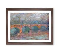 Waterloo Bridge In London Vol.2 By Claude Monet Classic Painting Framed Print | A4 Walnut Framed Wall Art | Ready to Hang | Classic Cityscape Picture | Living Room Bedroom Lounge Office