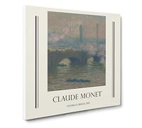Waterloo Bridge In London Vol.3 By Claude Monet Canvas Print | Gallery Wrapped 30mm Frame Wall Art | 14x14 inches | Ready to Hang | Impressionist Cityscape Picture | Living Room Bedroom Lounge Office
