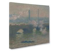 Waterloo Bridge in London Vol.3 by Claude Monet Canvas Print | Gallery Wrapped 30mm Frame Wall Art | 20x20 inches | Ready to Hang | Modern Cityscape Picture | Living Room Bedroom Lounge Office