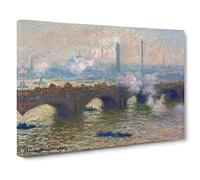 Waterloo Bridge In London Vol.3 By Claude Monet Canvas Print | Gallery Wrapped 30mm Frame Wall Art | 30x20 inches | Ready to Hang | Impressionist Cityscape Picture | Living Room Bedroom Lounge Office