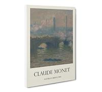 Waterloo Bridge In London Vol.3 By Claude Monet Canvas Print | Gallery Wrapped 30mm Frame Wall Art | 30x20 inches | Ready to Hang | Impressionist Cityscape Picture | Living Room Bedroom Lounge Office