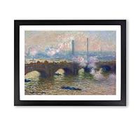 Waterloo Bridge In London Vol.3 By Claude Monet Classic Painting Framed Print | A2 Black Framed Wall Art | Ready to Hang | Classic Cityscape Picture | Living Room Bedroom Lounge Office