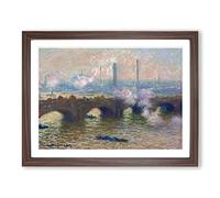 Waterloo Bridge In London Vol.3 By Claude Monet Classic Painting Framed Print | A4 Walnut Framed Wall Art | Ready to Hang | Classic Cityscape Picture | Living Room Bedroom Lounge Office
