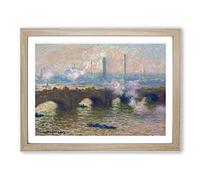 Waterloo Bridge In London Vol.3 By Claude Monet Classic Painting Framed Wall Art Print, Ready to Hang Picture for Living Room Bedroom Home Office Décor, Oak A4 (34 x 25 cm)