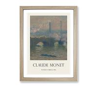 Waterloo Bridge In London Vol.3 By Claude Monet Exhibition Museum Painting Framed Print | A2 Oak Framed Wall Art | Ready to Hang | Modern Cityscape Picture | Living Room Bedroom Lounge Office