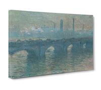Waterloo Bridge In London Vol.4 By Claude Monet Canvas Print | Gallery Wrapped 30mm Frame Wall Art | 20x14 inches | Ready to Hang | Impressionist Cityscape Picture | Living Room Bedroom Lounge Office