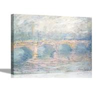 Waterloo Bridge London at Sunset Claude Monet Canvas Prints Framed Wall Art Decor Home Artwork Giclee Pictures Extra Large 101 x 76cm (40 x 30 inches)