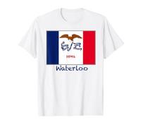 Waterloo Iowa Flag USA Souvenir Value Graphic T-Shirt, Men, White, L
