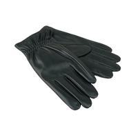 Waterloo Plain Leather Gloves with Elasticated Wrist, Black (XL)