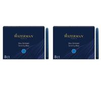 Waterman - 2 X 8 Washable Blue Serenity Ink Cartridges In Carton Box