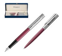 Waterman Allure Deluxe Engraved Ballpoint Pen and Fountain Pen | Gift for Men and Women | Inspired by Paris Fashion | Personalised (Pink, Ballpoint Pen and Fountain Pen)