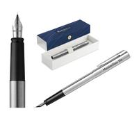 Waterman Allure Engraved Fountain Pen - Personalised Luxury Writing Instrument - Elegant Writing Pen Gift for Men & Women Blue Ink (Stainless Steel)
