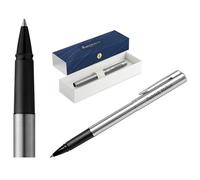 Waterman Allure Engraved Rollerball Pen - Personalised Luxury Writing Instrument - Elegant Writing Pen Gift for Men & Women Blue Ink (Stainless Steel)