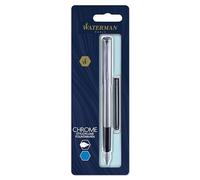 Waterman Allure Fountain Pen | Stainless Steel | Fine Nib | Blue Ink
