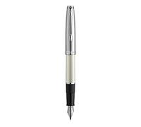 Waterman Emblème Fountain Pen, Ivory with Chrome Trim, Fine Nib with Blue Ink Cartridge, Gift Box