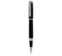 Waterman Exception Fountain Pen | Slim Black with Silver Plated Clip | Fine Nib with Blue Ink Cartridge | Gift Box