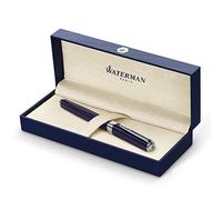 Waterman Exception Fountain Pen | Slim Blue with Silver Plated Clip | Fine Nib with Blue Ink Cartridge | Gift Box