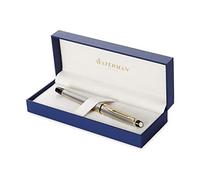 Waterman Expert Fountain Pen | Stainless Steel with 23k Gold Trim | Fine Nib | Gift Box