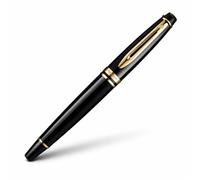 Waterman Expert Gold Trim Fountain Pen, Medium Nib (Black)