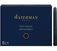 Waterman Fountain Pen Refill Ink Cartridges | Long Box of 8, Intense black