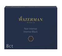 Waterman Fountain Pen Refill Ink Cartridges | Long Standard | Intense Black | 8 Count