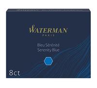 Waterman Fountain Pen Refill Ink Cartridges | Long Standard | Serenity Blue | 8 Count