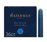 Waterman Fountain Pen Refill Ink Cartridges | Standard International (Short) | Serenity Blue | 36 Count