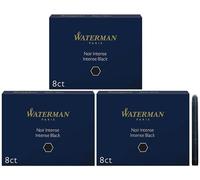Waterman Fountain Pen Refills | Long Ink Cartridges | Intense Black | Pack of 24