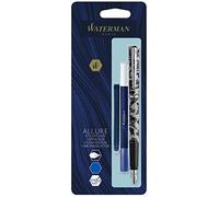 WATERMAN Graduate Allure Fountain Pen, Camouflage, Chrome trims, Fine Nib + blue cartridge + Eraser rewriter, blister