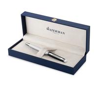 Waterman Hémisphère Ballpoint Pen | Black & White Lacquer with Palladium Coated Trim | Medium Point | Blue Ink | Gift Box