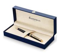 Waterman Hémisphère Ballpoint Pen | Gloss Black with 23k Gold Trim | Medium Point | Blue Ink | Gift Box