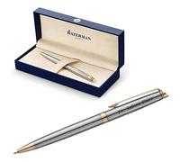 Waterman Hémisphère Engraved Ballpoint Pen - Personalised Luxury Writing Instrument - Elegant Gift for Men and Women - Blue Ink (Stainless Steel G.T.)