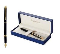 Waterman Hémisphère Engraved Fountain Pen - Personalised Luxury Writing Instrument Elegant Writing Pen Gift for Men & Women (BLACK G.T.)