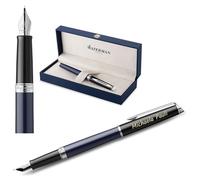 Waterman Hémisphère Engraved Fountain Pen - Personalised Luxury Writing Instrument Elegant Writing Pen Gift for Men and Women Blue Ink (Block Black & Blue)
