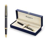 Waterman Hémisphère Engraved Fountain Pen - Personalised Luxury Writing Instrument Elegant Writing Pen Gift for Men and Women Blue Ink (Matte Black G.T.)