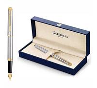 Waterman Hémisphère Engraved Fountain Pen - Personalised Luxury Writing Instrument Elegant Writing Pen Gift for Men and Women Blue Ink (STAINLESS STEEL G.T.)