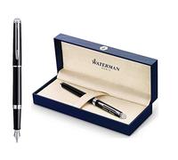 Waterman Hémisphère Engraved Fountain Pen - Personalised Luxury Writing Instrument Elegant Writing Pen Gift for Men & Women Blue Ink (BLACK C.T.)