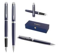 Waterman Hémisphère Fountain Pen & Ballpoint Pen Set with Engraving - Luxury Writing Set, Personalised as a Gift for Birthday, Anniversary and Christmas Gifts (BLUE C.T.)