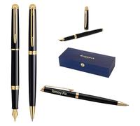 Waterman Hémisphère Fountain Pen & Ballpoint Pen Set with Engraving - Luxury Writing Set, Personalised as a Gift for Birthday, Anniversary and Christmas Gifts (Black G.T.)