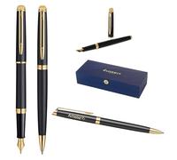 Waterman Hémisphère Fountain Pen & Ballpoint Pen Set with Engraving - Luxury Writing Set, Personalised as a Gift for Birthday, Anniversary and Christmas Gifts (Matt Black G.T.)