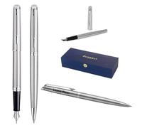 Waterman Hémisphère Fountain Pen & Ballpoint Pen Set with Engraving - Luxury Writing Set, Personalised as a Gift for Birthday, Anniversary and Christmas Gifts (Stainless Steel C.T.)