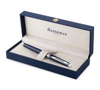 Waterman Hemisphère Fountain Pen | Blue Lacquered | Bevelled Cap | Stainless Steel Medium Nib | Blue Ink | Gift Box