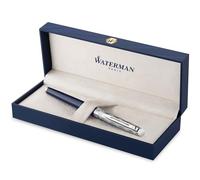 Waterman Hémisphère Fountain Pen | Metal & Blue Lacquer | Chiselled Cap | Stainless Steel Medium Nib | Blue Ink | Gift Box
