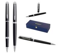Waterman Hémisphère Rollerball Pen & Ballpoint Pen Set with Engraving - Personalised Luxury Writing Set for Birthday, Anniversary & Christmas (BLACK C.T.)