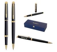 Waterman Hémisphère Rollerball Pen & Ballpoint Pen Set with Engraving - Personalised Luxury Writing Set for Birthday, Anniversary & Christmas (BLACK G.T.)