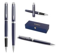 Waterman Hémisphère Rollerball Pen & Ballpoint Pen Set with Engraving - Personalised Luxury Writing Set for Birthday, Anniversary & Christmas (BLUE C.T.)