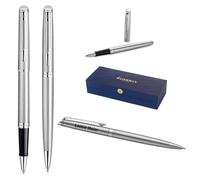 Waterman Hémisphère Rollerball Pen & Ballpoint Pen Set with Engraving - Personalised Luxury Writing Set for Birthday, Anniversary & Christmas (Stainless Steel C.T.)