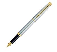 Waterman Hemisphere Stainless Steel Fountain Pen with Gold Tip, Elegant Design