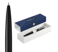 Waterman Impression Ballpoint Pen | Medium Tip with Blue Ink Refill | Black Lacquer with Palladium-Coated Trim | Gift Box