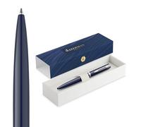 Waterman Impression Ballpoint Pen | Medium Tip with Blue Ink Refill | Blue Lacquer with Palladium-Coated Trim | Gift Box